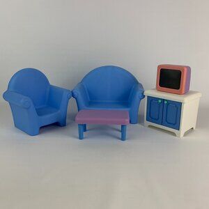 Vintage Little Tikes My Size Barbie Doll House Couch TV Stand Living Room Set